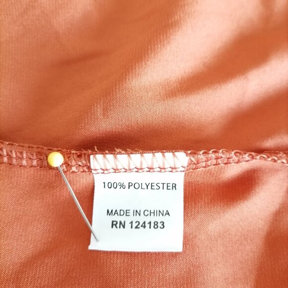 Jon & Anna Womens Orange Sleeveless Pleated Round Neck Back Tie Blouse Size XL - Picture 6 of 7